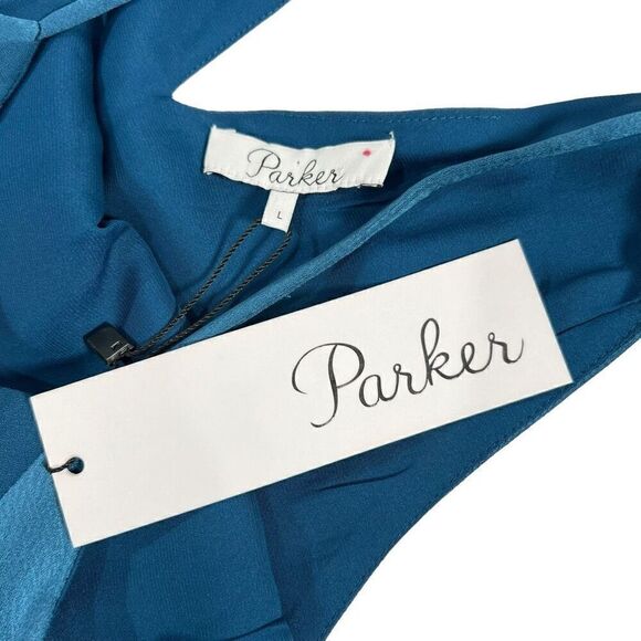 Parker NWT !! Large Sleeveless Blue Satin Cutout Back Spaghetti Top top women’s - Picture 3 of 10